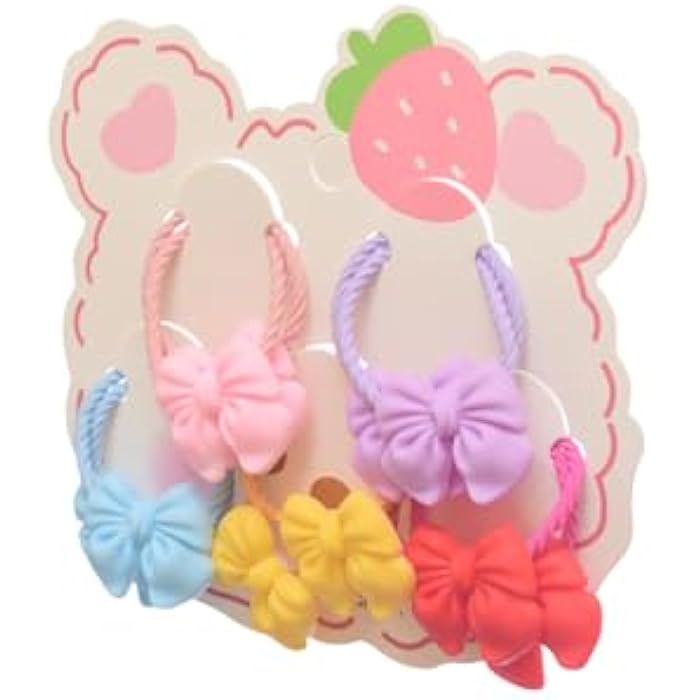 Hair Scrunchies With Bow Designs For Girls Set - Milticolor - Image 3